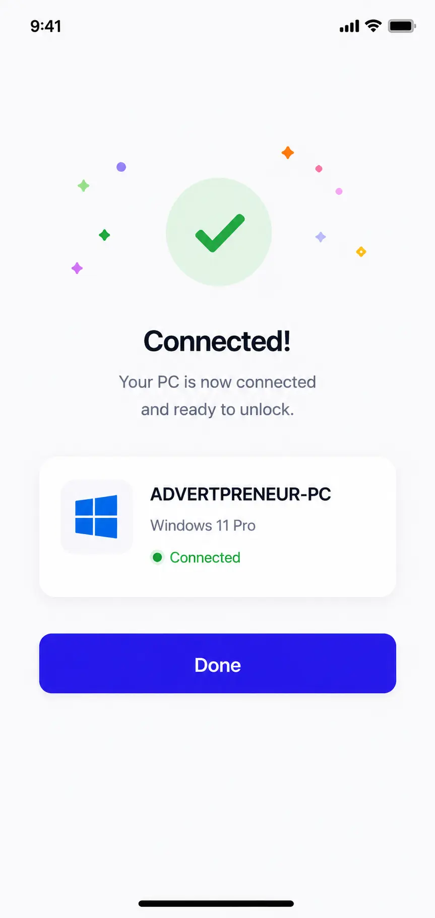 Smart Unlock connection successful
