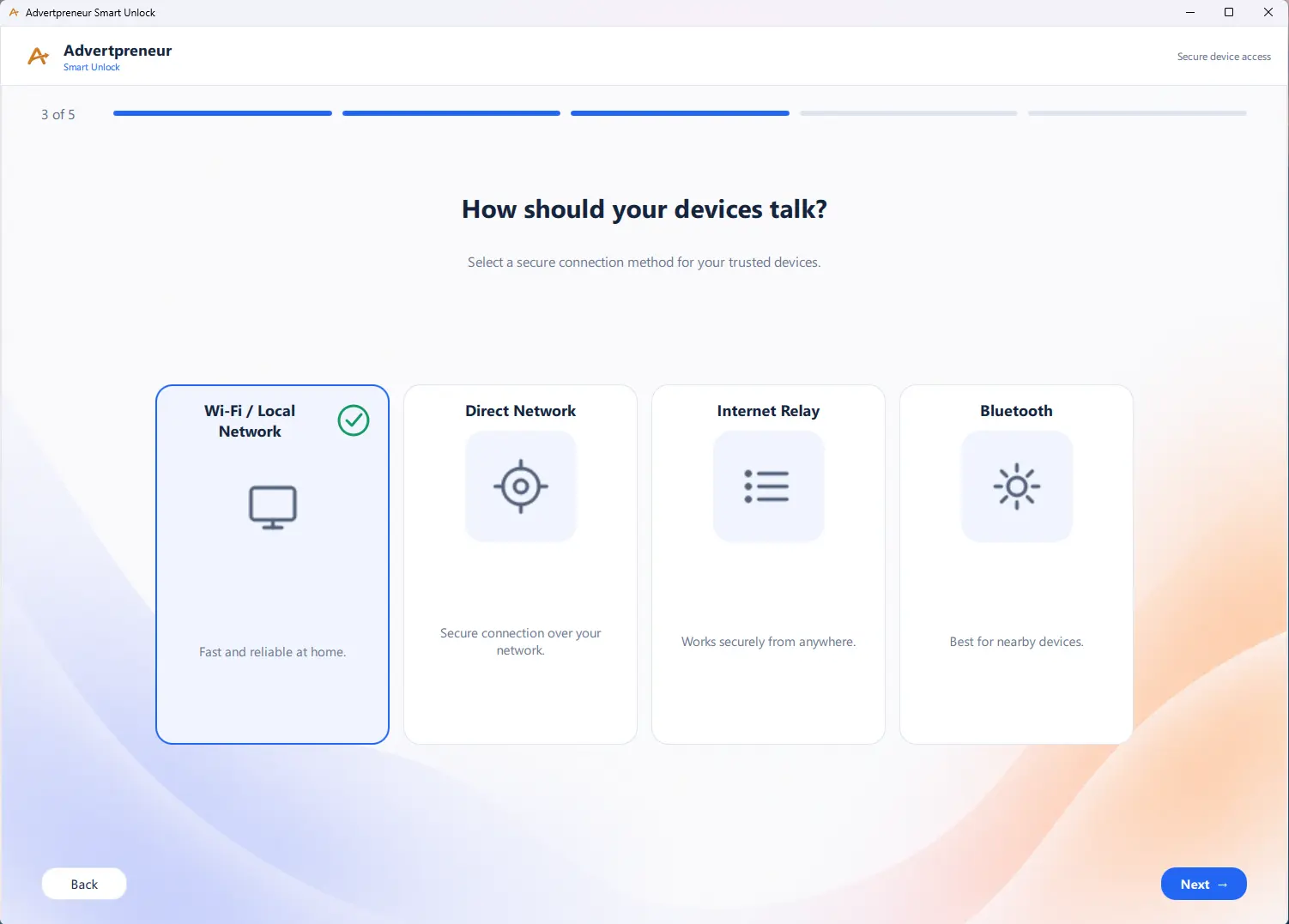 Choose how Smart Unlock devices communicate